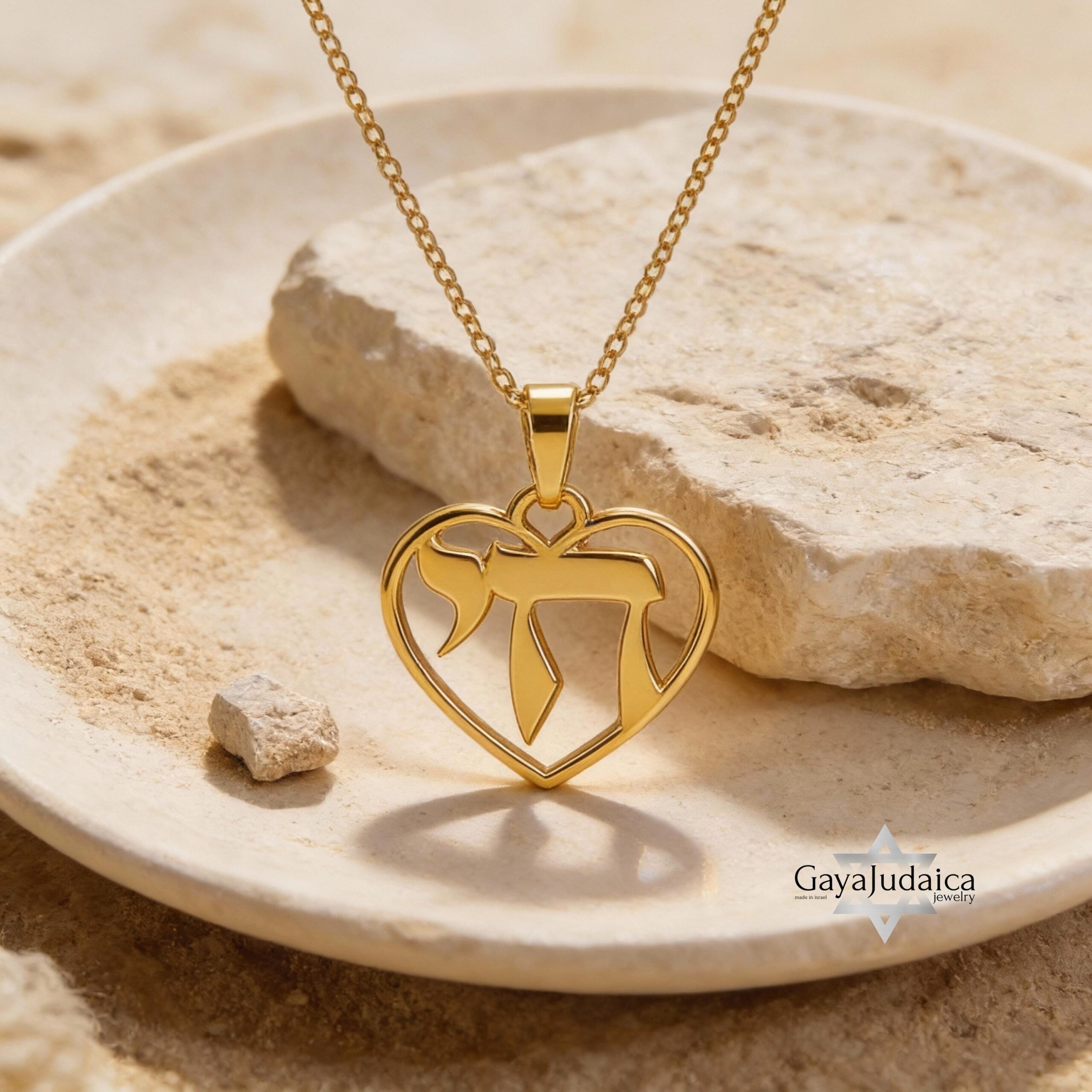 Chai Heart Necklace Sterling Silver, Cutout Hebrew Life Symbol, 21mm Judaica Pendant Chai Heart Necklace Sterling Silver, Cutout Hebrew Life Symbol, 21mm Judaica Pendant