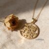 Solid 14K Gold Bible Verse Necklace, Hebrew Scripture Disc Pendant, Handmade in Israel - handmade in Israel