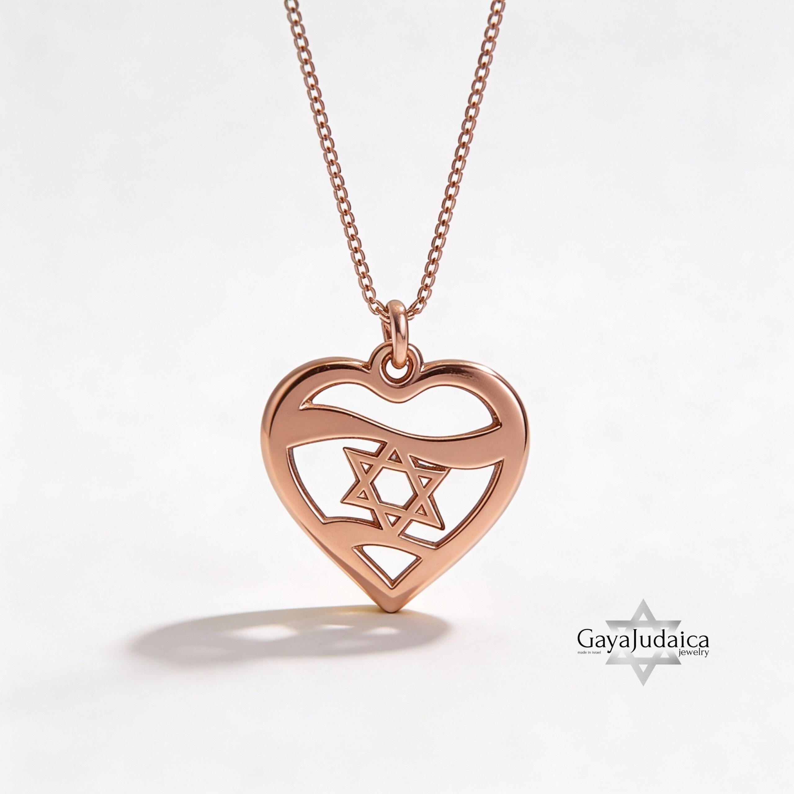 Sterling Silver Star of David Heart Necklace, Jewish Jewelry Gift Sterling Silver Star of David Heart Necklace, Jewish Jewelry Gift