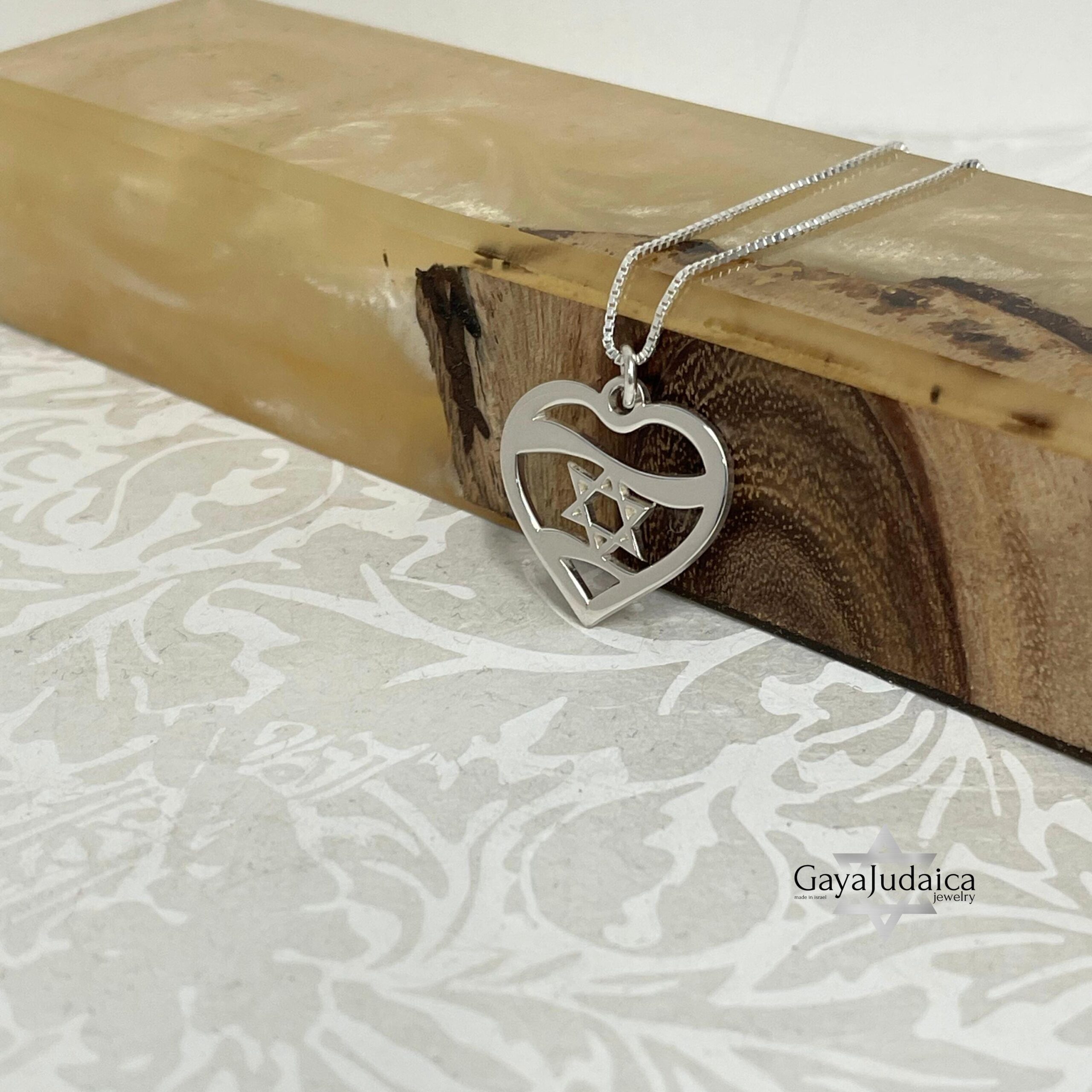 Sterling Silver Star of David Heart Necklace, Jewish Jewelry Gift Sterling Silver Star of David Heart Necklace, Jewish Jewelry Gift
