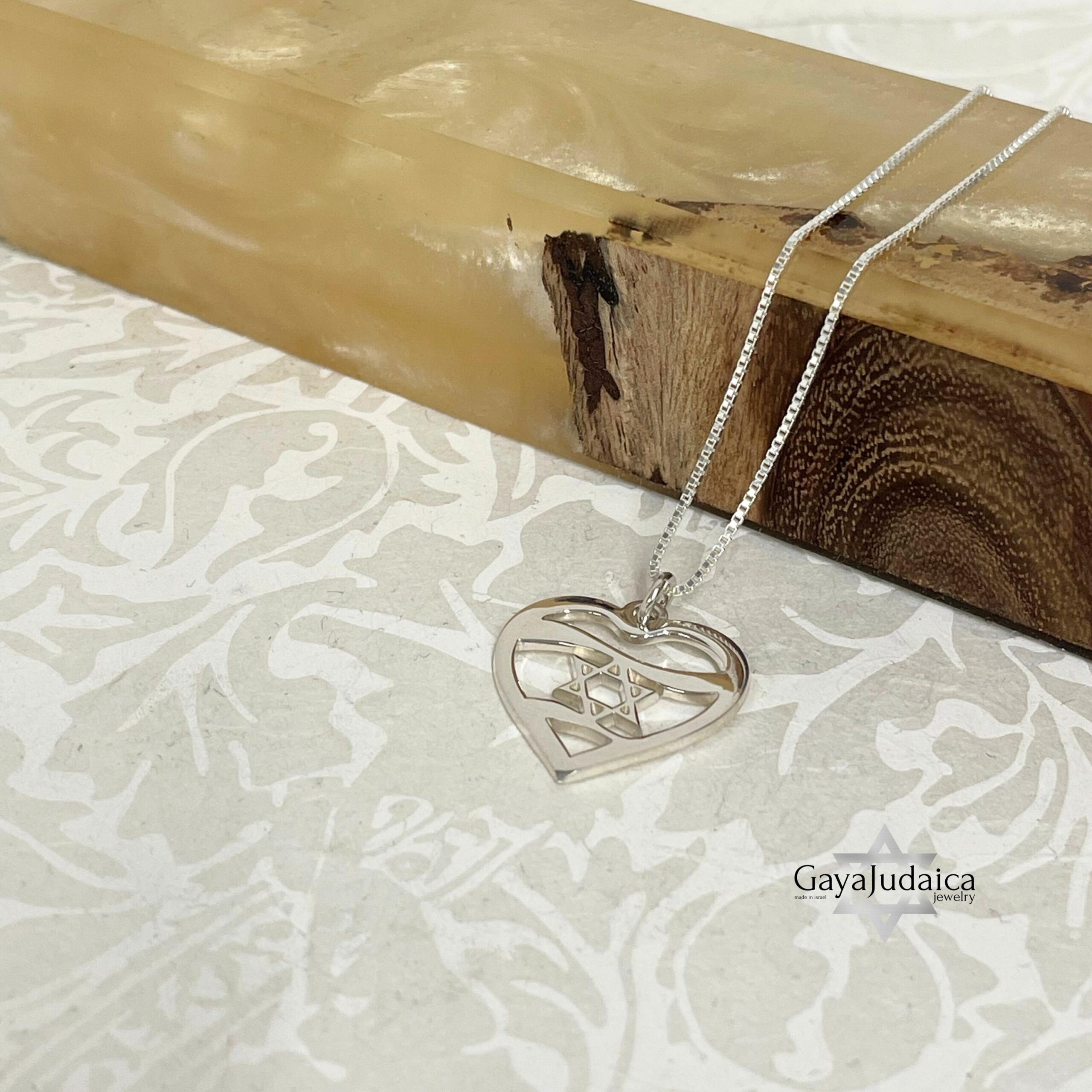 Sterling Silver Star of David Heart Necklace, Jewish Jewelry Gift Sterling Silver Star of David Heart Necklace, Jewish Jewelry Gift