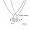 Split Heart Couples Necklace Set, Engraved Names, Stainless Steel (Silver or Gold) - handmade in Israel