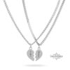 Split Heart Couples Necklace Set, Engraved Names, Stainless Steel (Silver or Gold) - handmade in Israel