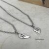 Split Heart Couples Necklace Set, Engraved Names, Stainless Steel (Silver or Gold) - handmade in Israel
