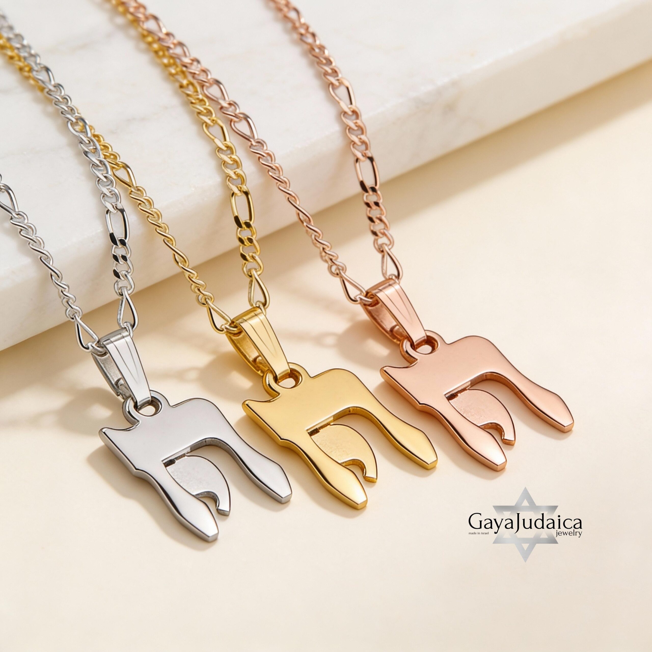 Two-Piece Chai Necklace, 925 Sterling Silver Jewish Jewelry for Men or Women Two-Piece Chai Necklace, 925 Sterling Silver Jewish Jewelry for Men or Women
