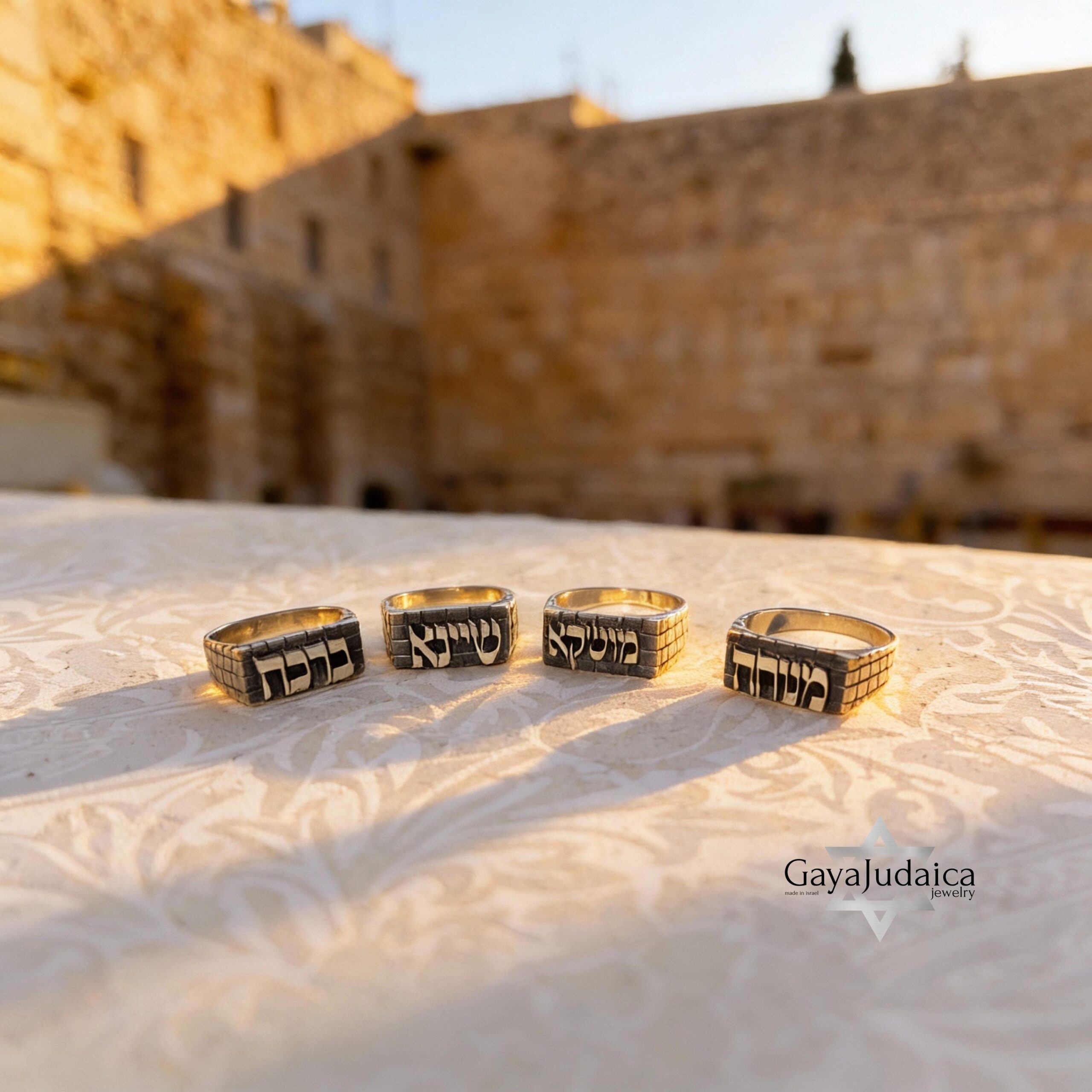 Custom Hebrew Name Ring, Western Wall Style Sterling Silver Band Custom Hebrew Name Ring, Western Wall Style Sterling Silver Band