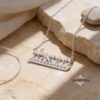Personalized Hebrew Name Necklace with Zircon Sterling Silver Jewish Jewelry - handmade in Israel