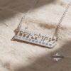 Personalized Hebrew Name Necklace with Zircon Sterling Silver Jewish Jewelry - handmade in Israel