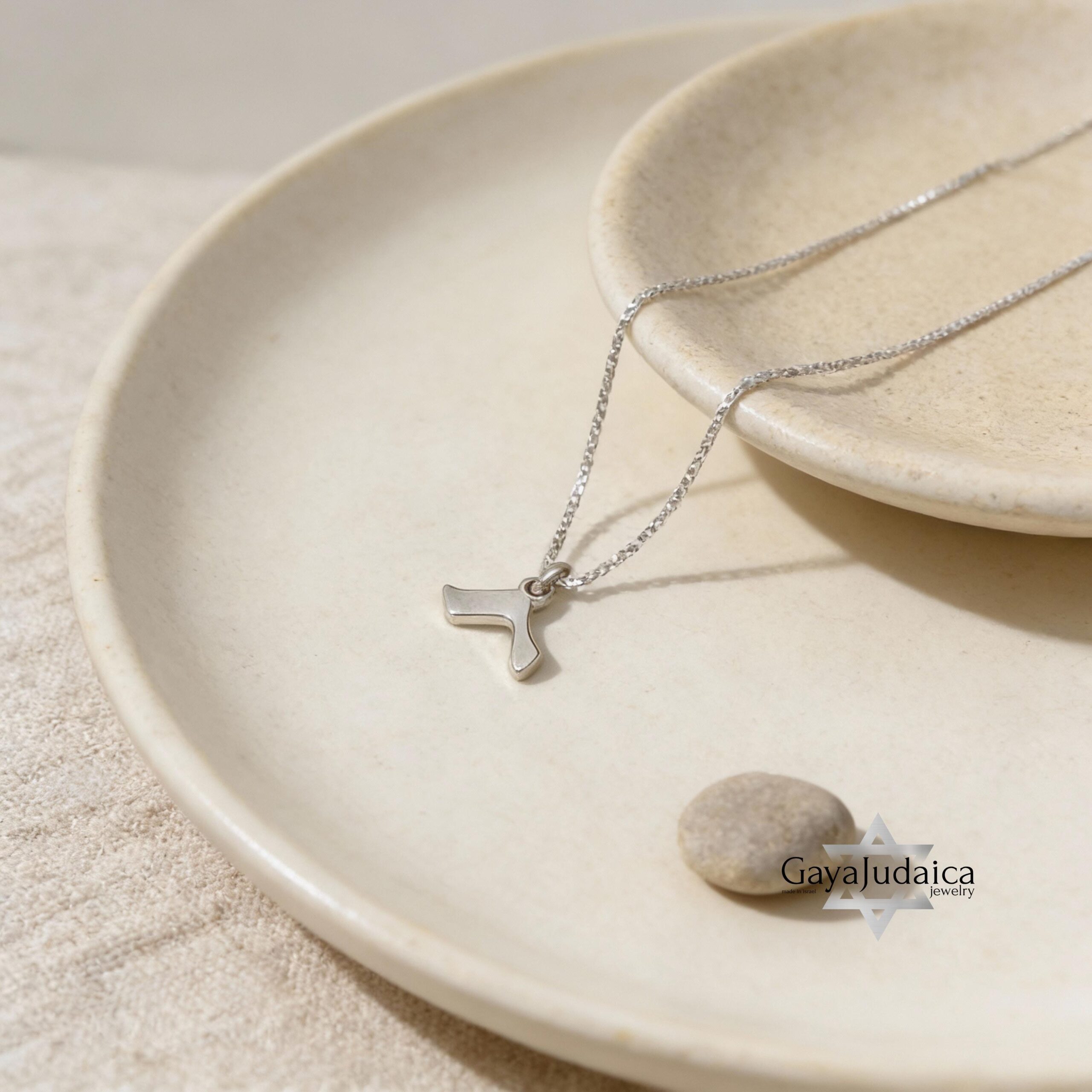 Hebrew Initial Necklace 14K Solid Gold, 10mm Single Letter Pendant, Yellow or White Hebrew Initial Necklace 14K Solid Gold, 10mm Single Letter Pendant, Yellow or White