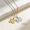 Number Necklace 14K Solid Gold, Custom Jersey or Anniversary Date, 17mm Pendant - handmade in Israel