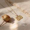 Number Necklace 14K Solid Gold, Custom Jersey or Anniversary Date, 17mm Pendant - handmade in Israel
