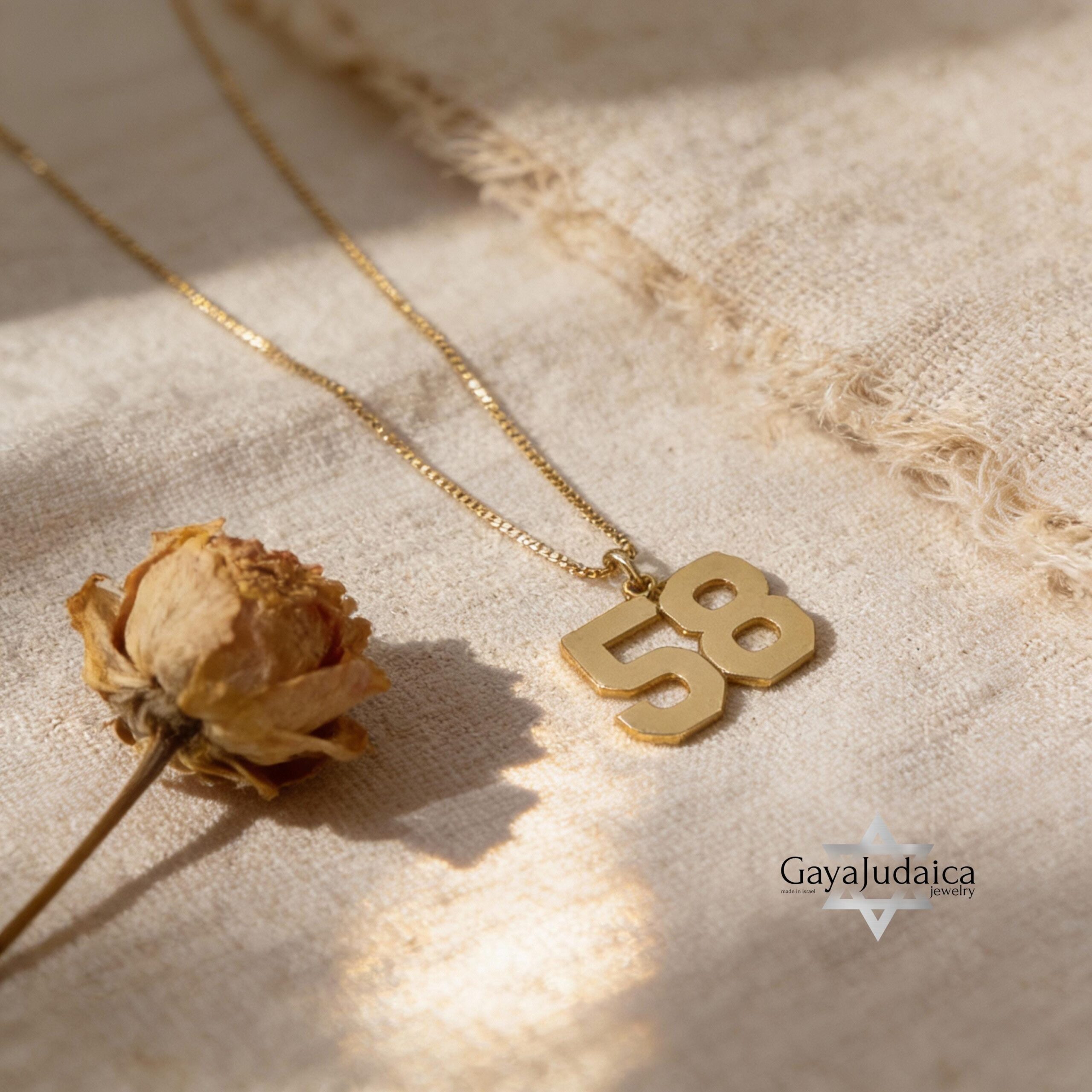 Number Necklace 14K Solid Gold, Custom Jersey or Anniversary Date, 17mm Pendant Number Necklace 14K Solid Gold, Custom Jersey or Anniversary Date, 17mm Pendant