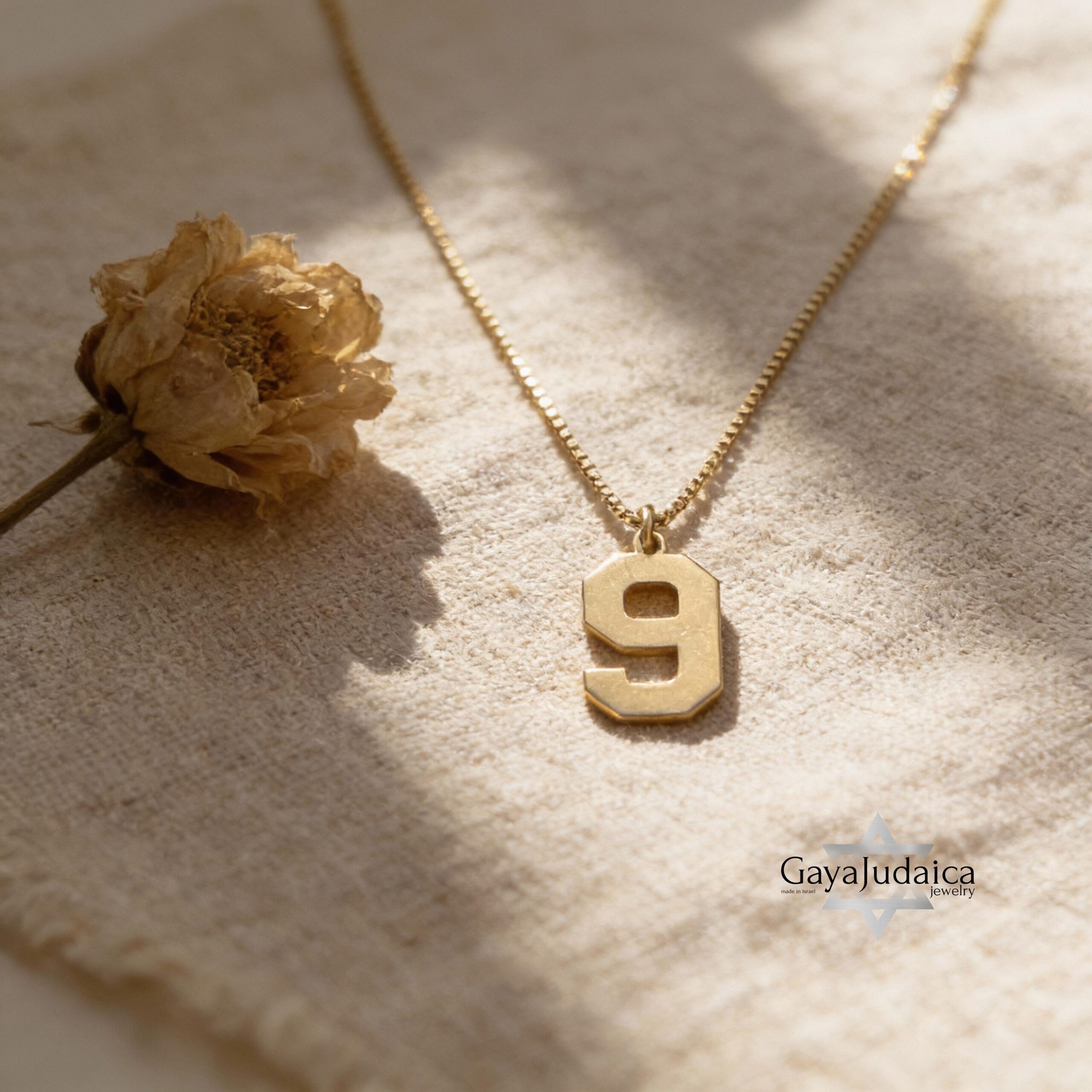 Number Necklace 14K Solid Gold, Custom Jersey or Anniversary Date, 17mm Pendant Number Necklace 14K Solid Gold, Custom Jersey or Anniversary Date, 17mm Pendant