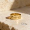 Hebrew Ring 14K Solid Gold, 8mm Wide Band, Raised Name or Verse, Custom Engraved - handmade in Israel