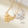 14K Gold Hebrew English Name Necklace, Personalized Bilingual Jewish Heritage Jewelry - handmade in Israel