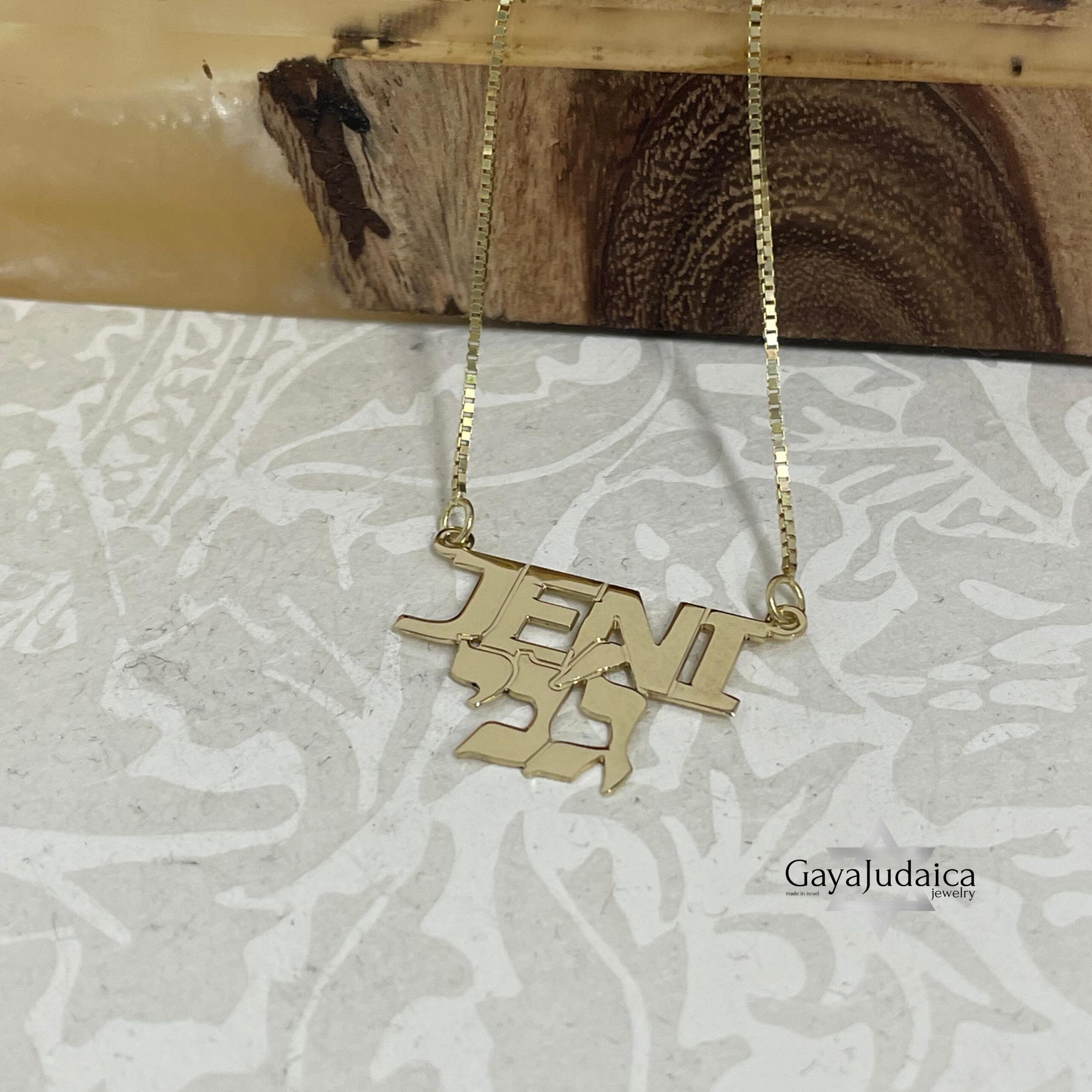 14K Gold Hebrew English Name Necklace, Personalized Bilingual Jewish Heritage Jewelry 14K Gold Hebrew English Name Necklace, Personalized Bilingual Jewish Heritage Jewelry