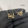 14K Gold Hebrew English Name Necklace, Personalized Bilingual Jewish Heritage Jewelry - handmade in Israel