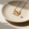 14K Gold Hebrew English Name Necklace, Personalized Bilingual Jewish Heritage Jewelry - handmade in Israel
