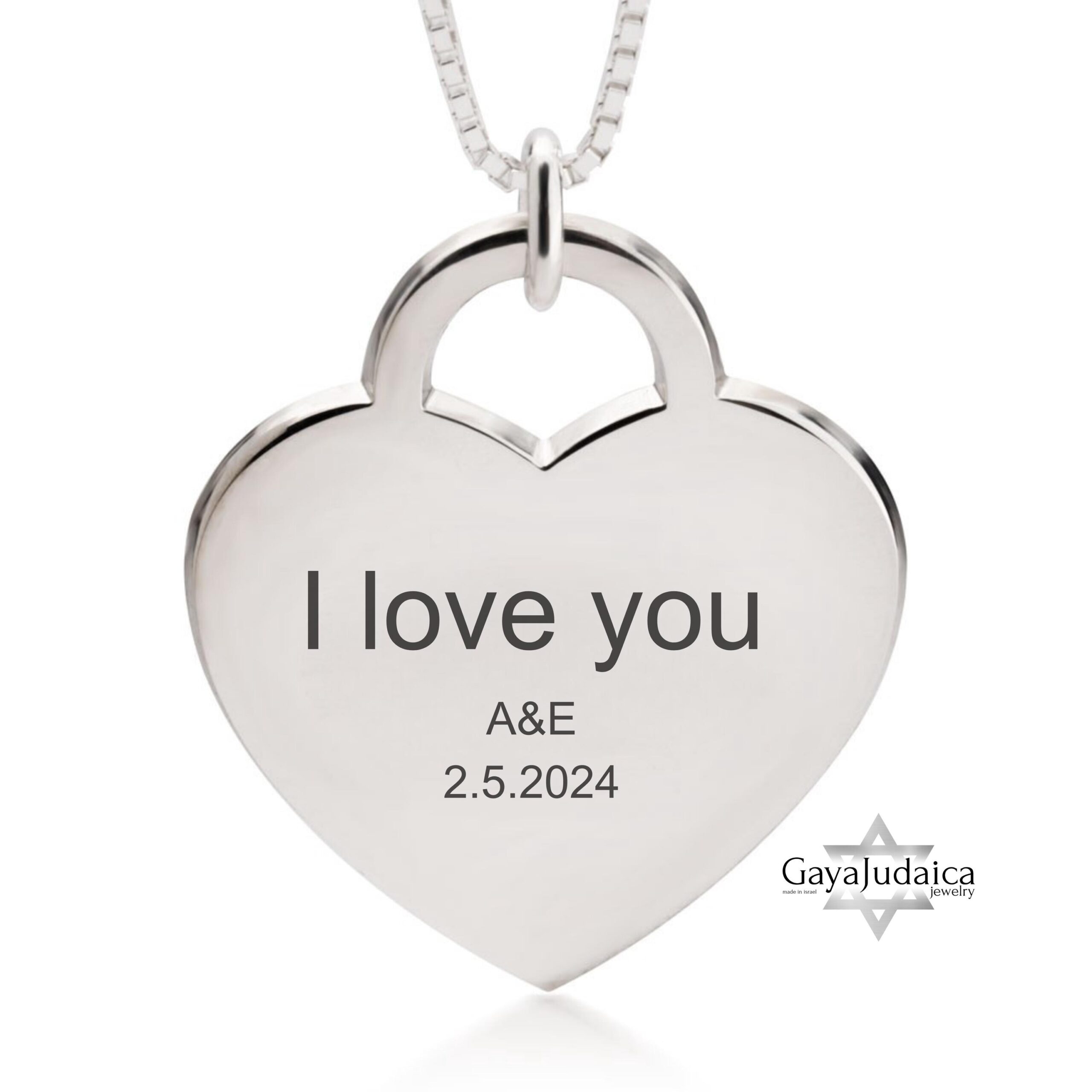 Signature Necklace, Sterling Silver Heart Pendant 23mm, Custom Handwriting Engraved Signature Necklace, Sterling Silver Heart Pendant 23mm, Custom Handwriting Engraved