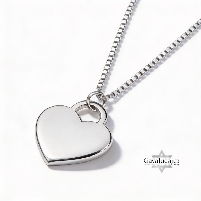 Signature Necklace, Sterling Silver Heart Pendant 23mm, Custom Handwriting Engraved, Gold Plated - handmade in Israel