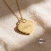 Signature Necklace, Sterling Silver Heart Pendant 23mm, Custom Handwriting Engraved, Gold Plated - handmade in Israel