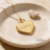 Signature Necklace, Sterling Silver Heart Pendant 23mm, Custom Handwriting Engraved, Gold Plated - handmade in Israel