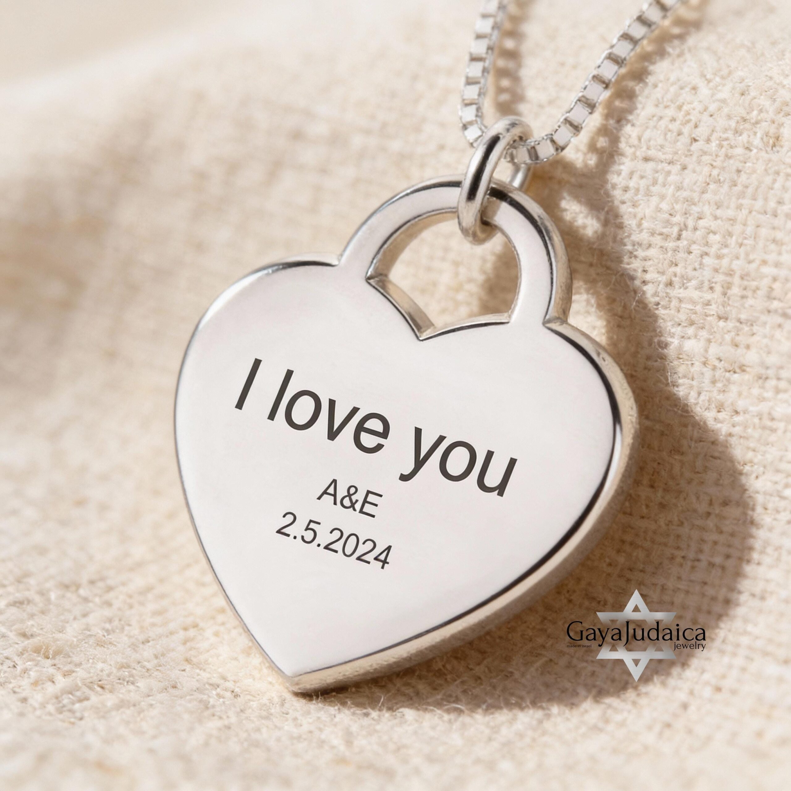 Signature Necklace, Sterling Silver Heart Pendant 23mm, Custom Handwriting Engraved Signature Necklace, Sterling Silver Heart Pendant 23mm, Custom Handwriting Engraved