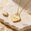 Signature Necklace, Sterling Silver Heart Pendant 23mm, Custom Handwriting Engraved, Gold Plated - handmade in Israel