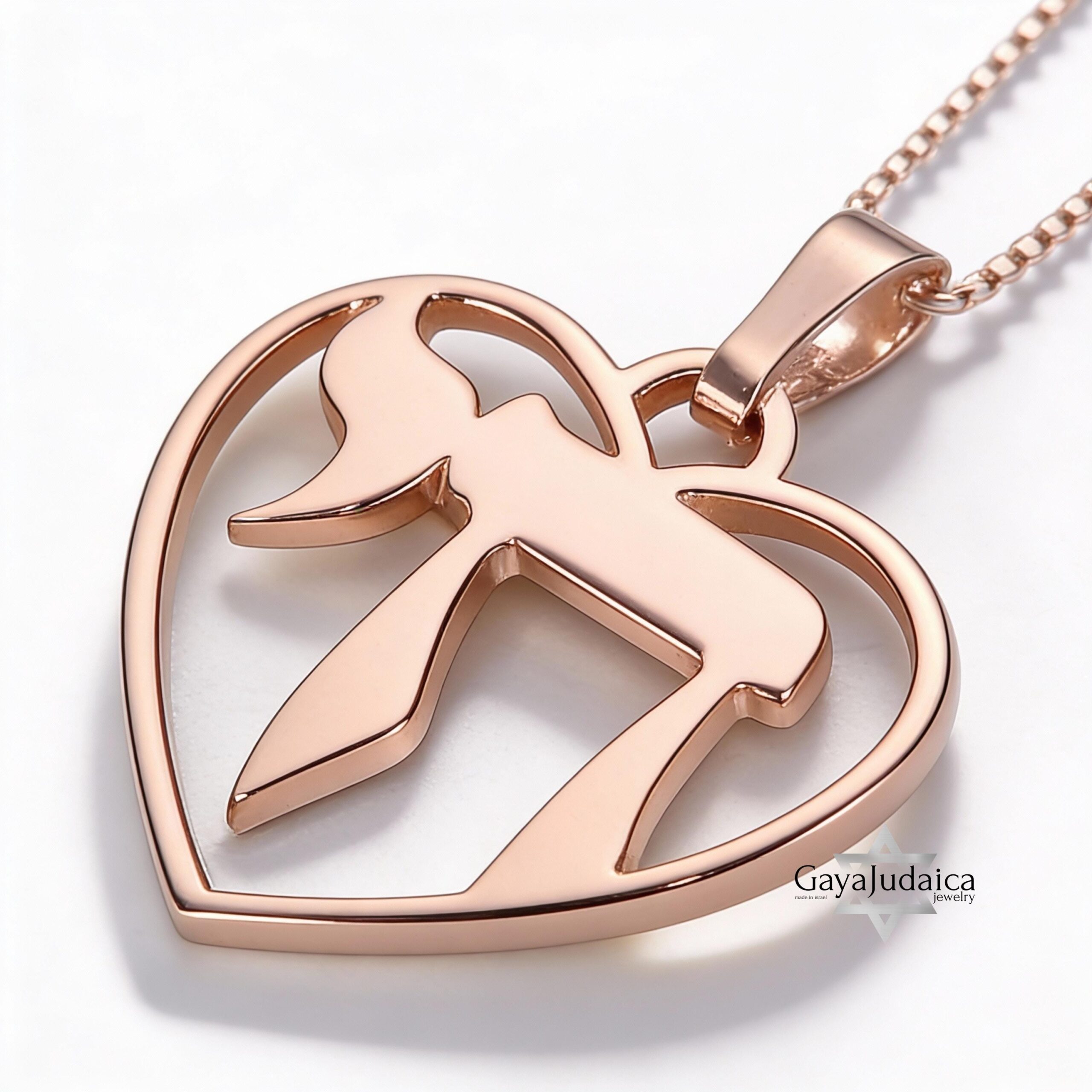 Chai Heart Necklace Sterling Silver, Cutout Hebrew Life Symbol, 21mm Judaica Pendant Chai Heart Necklace Sterling Silver, Cutout Hebrew Life Symbol, 21mm Judaica Pendant