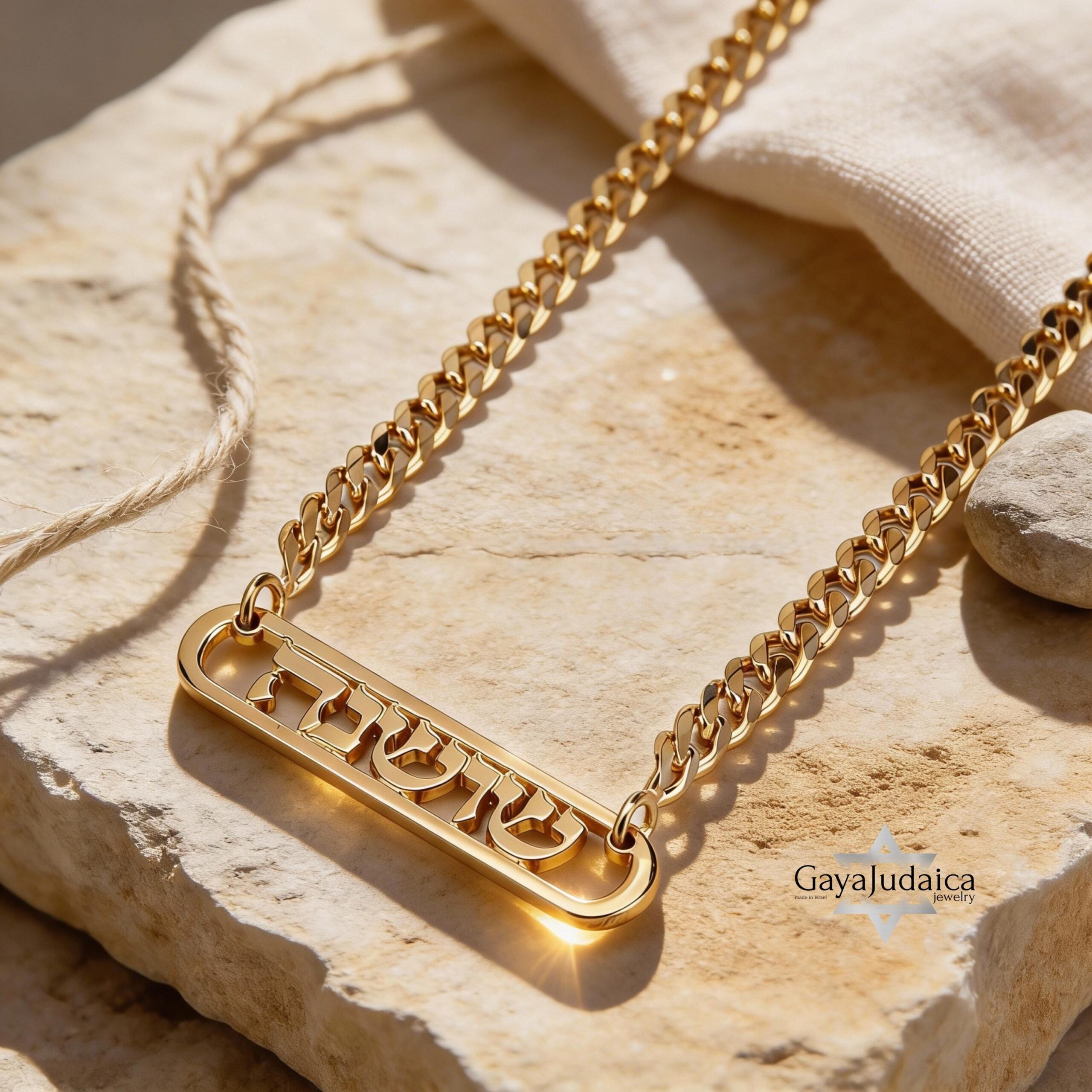 Personalized Hebrew Name Necklace, Sterling Silver Cuban Chain, Jewish Jewelry-Mother's Day Gi Personalized Hebrew Name Necklace, Sterling Silver Cuban Chain, Jewish Jewelry-Mother's Day Gi