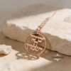 Bible Verse Necklace Sterling Silver, Custom Hebrew Cutout Disc 27mm, Gold or Rose Plated - handmade in Israel