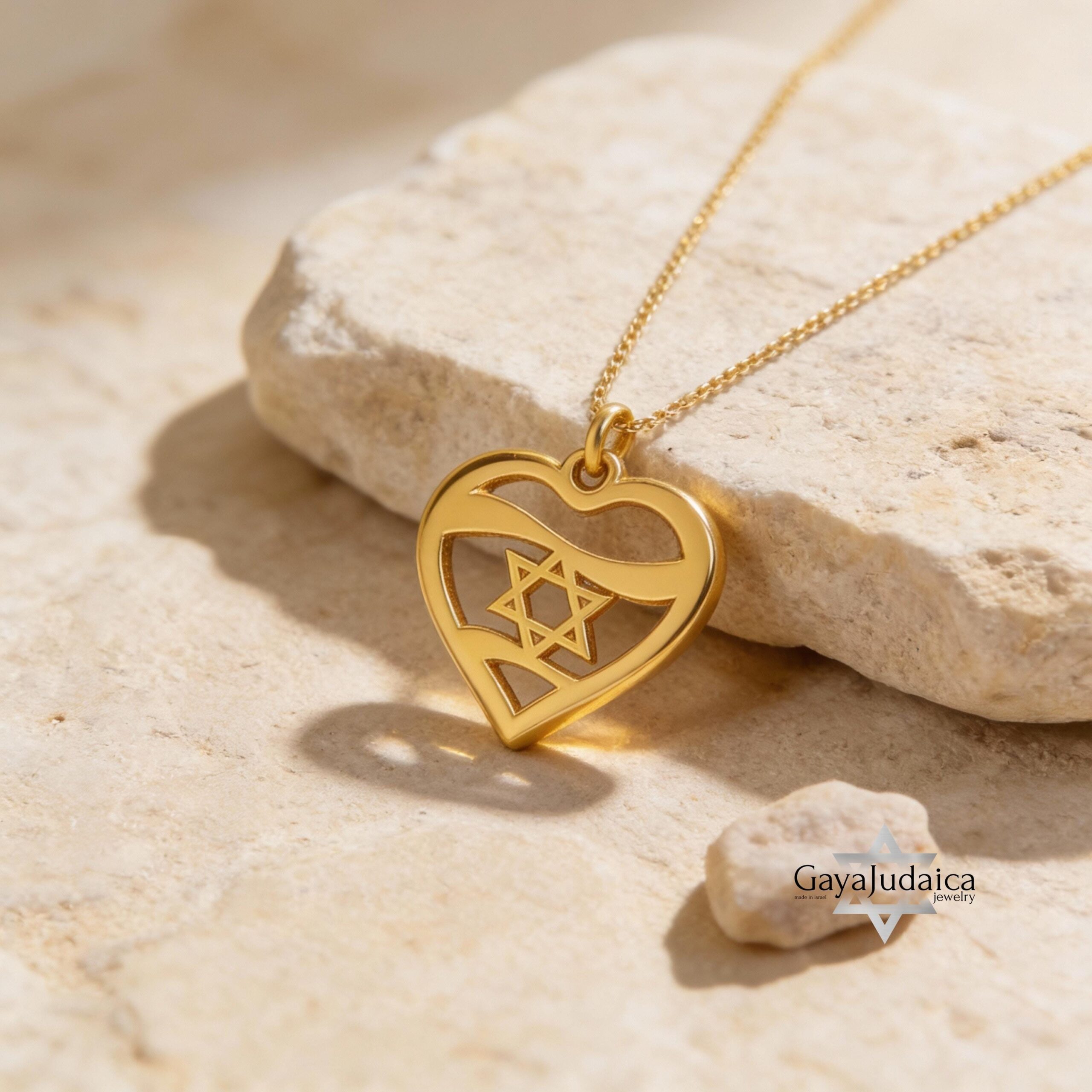 Sterling Silver Star of David Heart Necklace, Jewish Jewelry Gift Sterling Silver Star of David Heart Necklace, Jewish Jewelry Gift