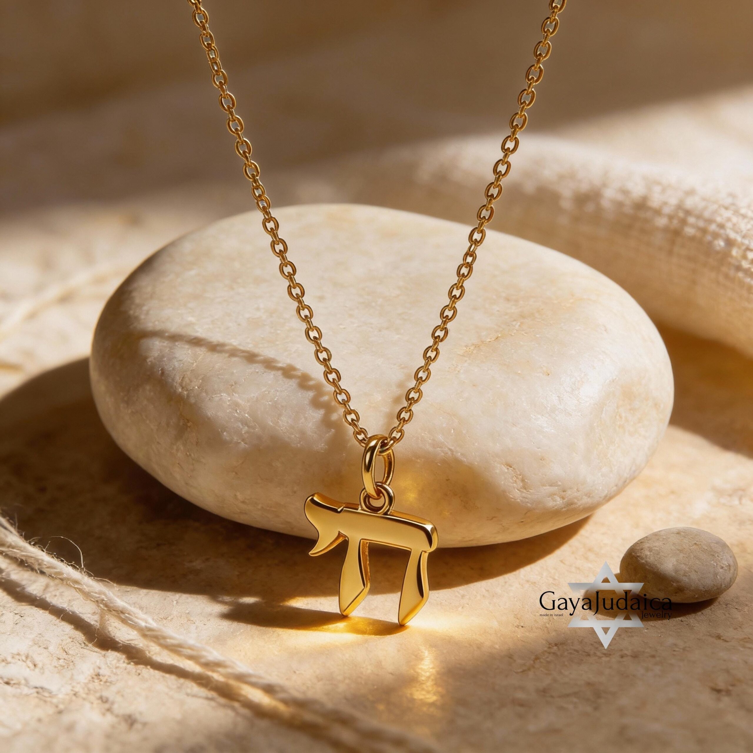 14K Gold Mini Chai Necklace, Solid Gold Hebrew Chai Pendant 14K Gold Mini Chai Necklace, Solid Gold Hebrew Chai Pendant