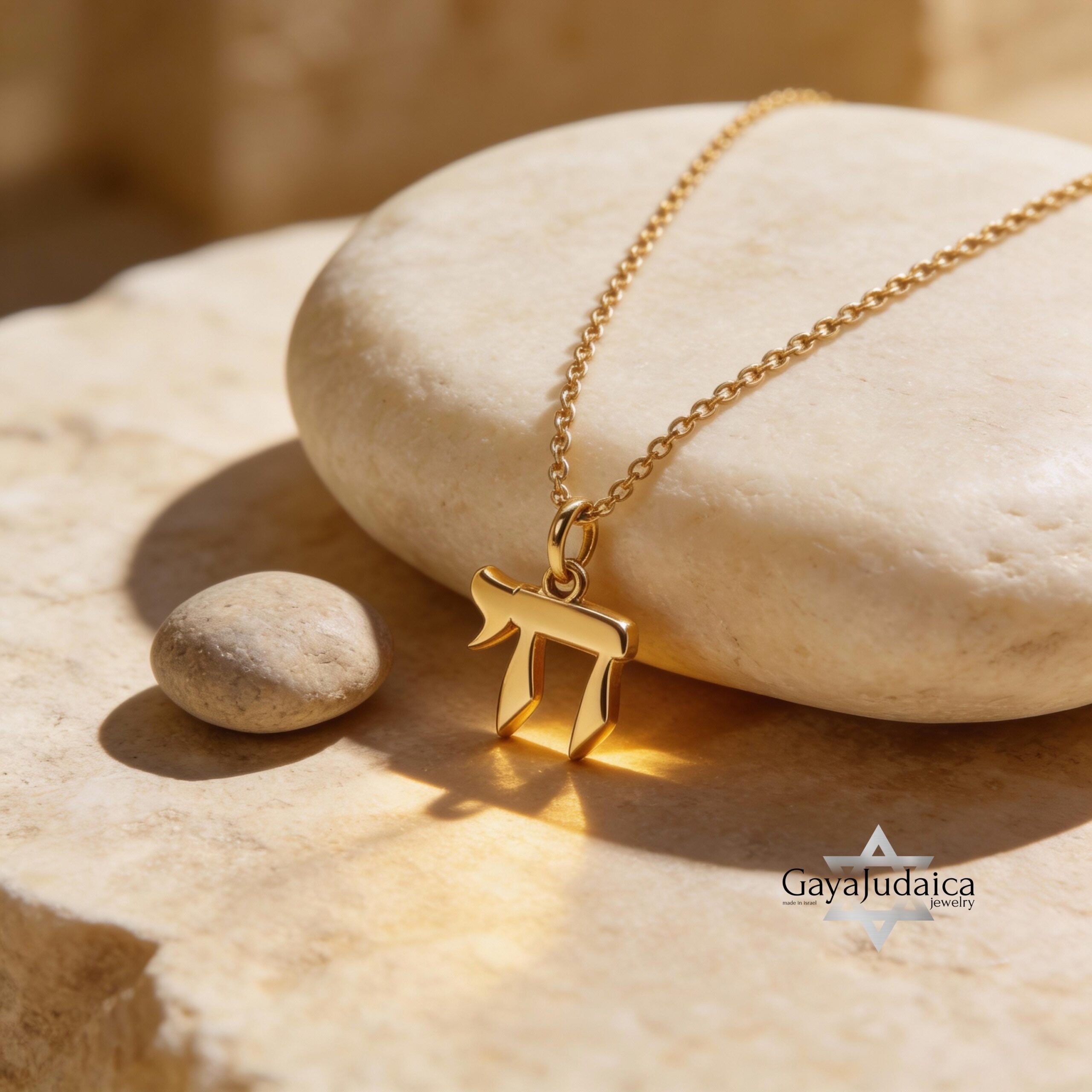 14K Gold Mini Chai Necklace, Solid Gold Hebrew Chai Pendant 14K Gold Mini Chai Necklace, Solid Gold Hebrew Chai Pendant
