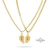 Split Heart Couples Necklace Set, Engraved Names, Stainless Steel (Silver or Gold) - handmade in Israel