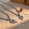 Split Heart Couples Necklace Set, Engraved Names, Stainless Steel (Silver or Gold) - handmade in Israel