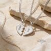 Split Heart Couples Necklace Set, Engraved Names, Stainless Steel (Silver or Gold) - handmade in Israel