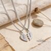Split Heart Couples Necklace Set, Engraved Names, Stainless Steel (Silver or Gold) - handmade in Israel