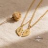 Split Heart Couples Necklace Set, Engraved Names, Stainless Steel (Silver or Gold) - handmade in Israel