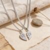 Split Heart Couples Necklace Set, Engraved Names, Stainless Steel (Silver or Gold) - handmade in Israel