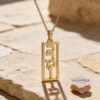 Custom vertical Hebrew name pendant, handmade in Israel