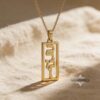 Custom vertical Hebrew name pendant, handmade in Israel