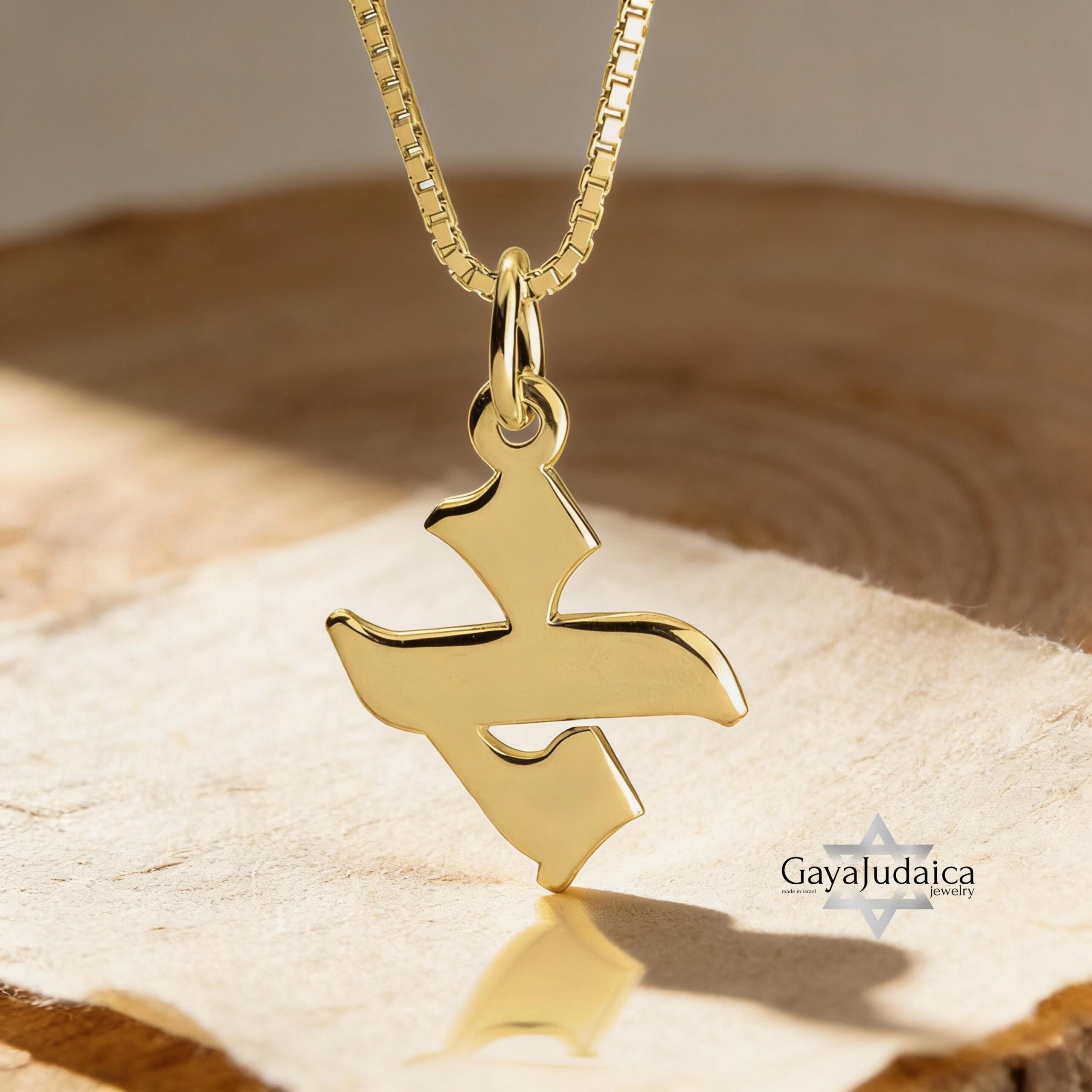 Hebrew Initial Necklace 14K Solid Gold, 10mm Single Letter Pendant, Yellow or White Hebrew Initial Necklace 14K Solid Gold, 10mm Single Letter Pendant, Yellow or White