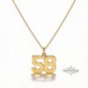 Number Necklace 14K Solid Gold, Custom Jersey or Anniversary Date, 17mm Pendant - handmade in Israel