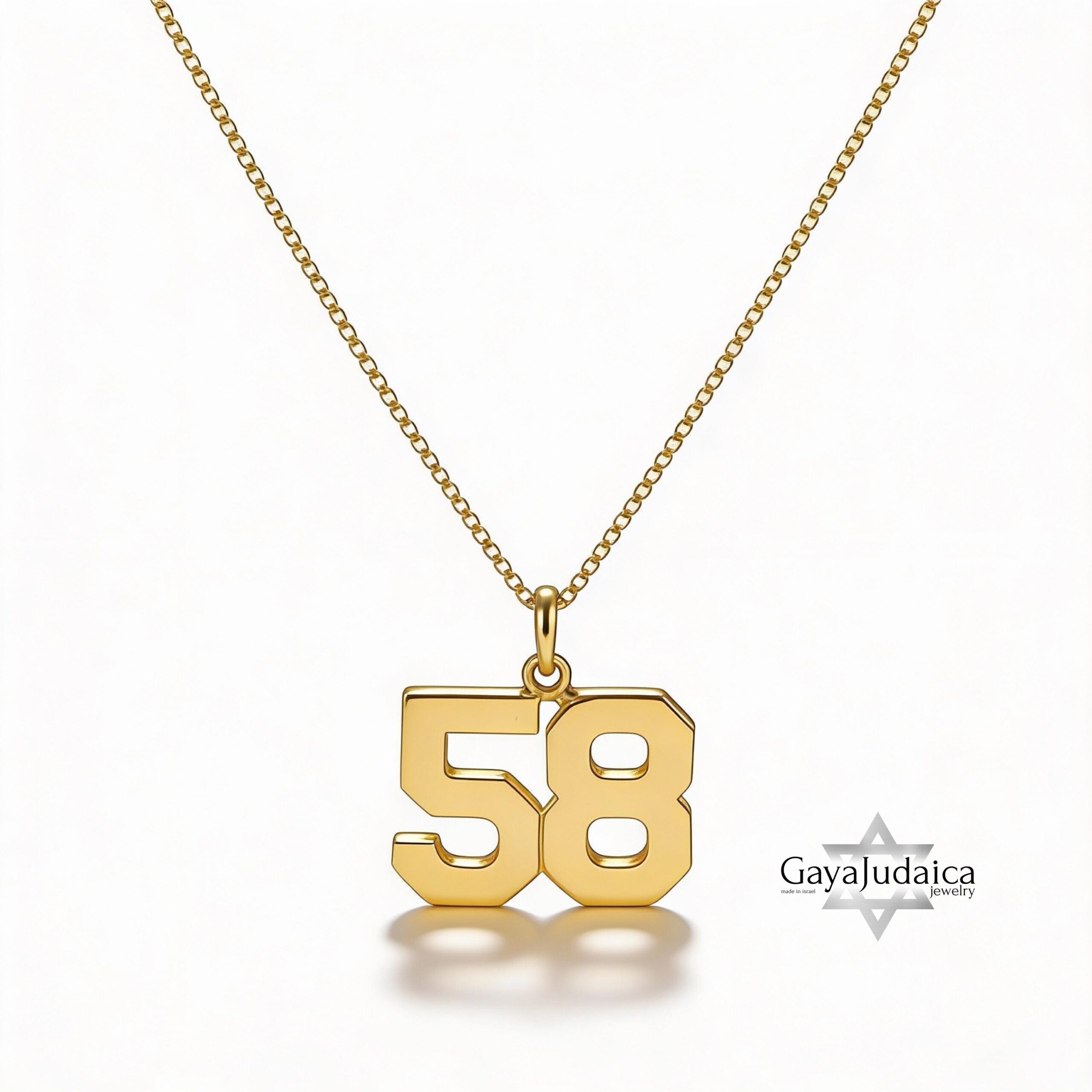 Number Necklace 14K Solid Gold, Custom Jersey or Anniversary Date, 17mm Pendant Number Necklace 14K Solid Gold, Custom Jersey or Anniversary Date, 17mm Pendant