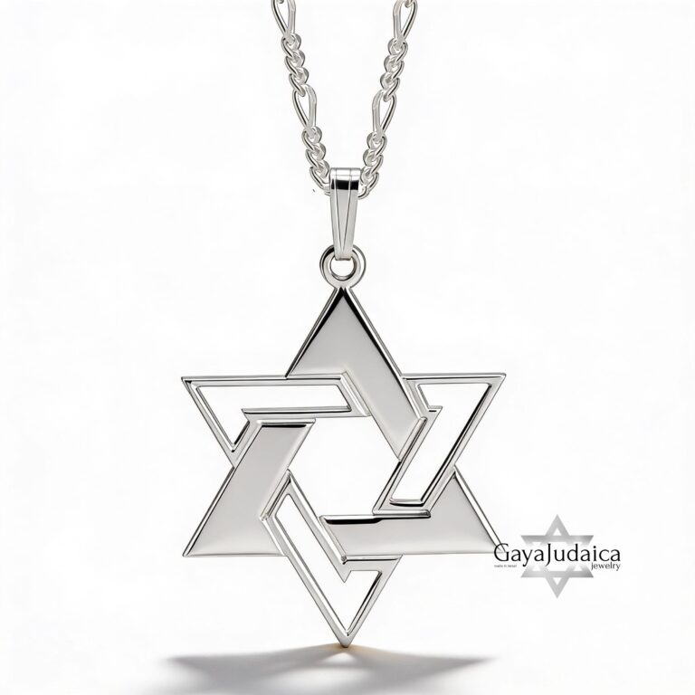 Sterling Silver Star of David Necklace: Large Magen David Pendant, Jewish Jewelry - handmade in Israel