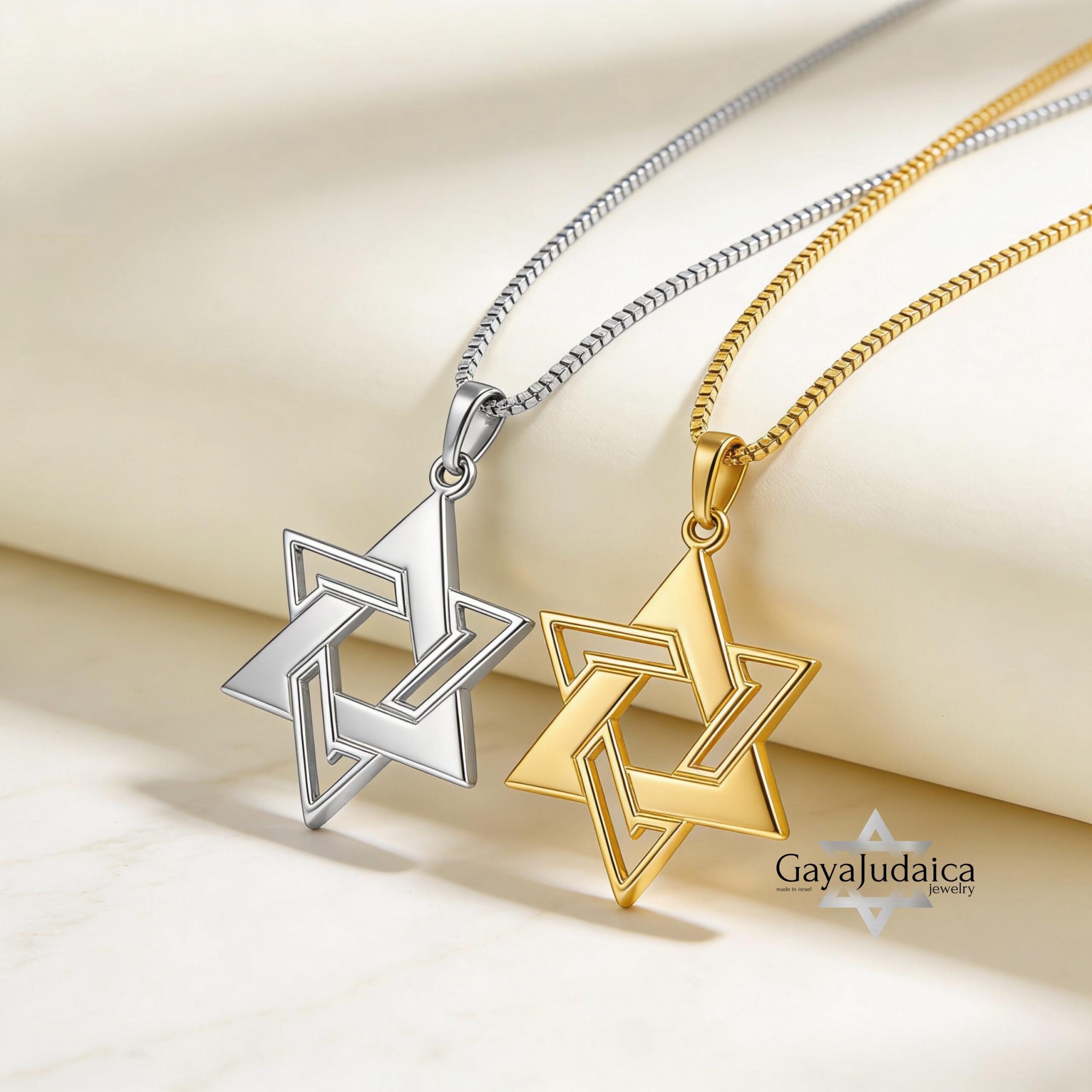 14K Gold Star of David Necklace, Large Magen David Pendant, Jewish Jewelry 14K Gold Star of David Necklace, Large Magen David Pendant, Jewish Jewelry
