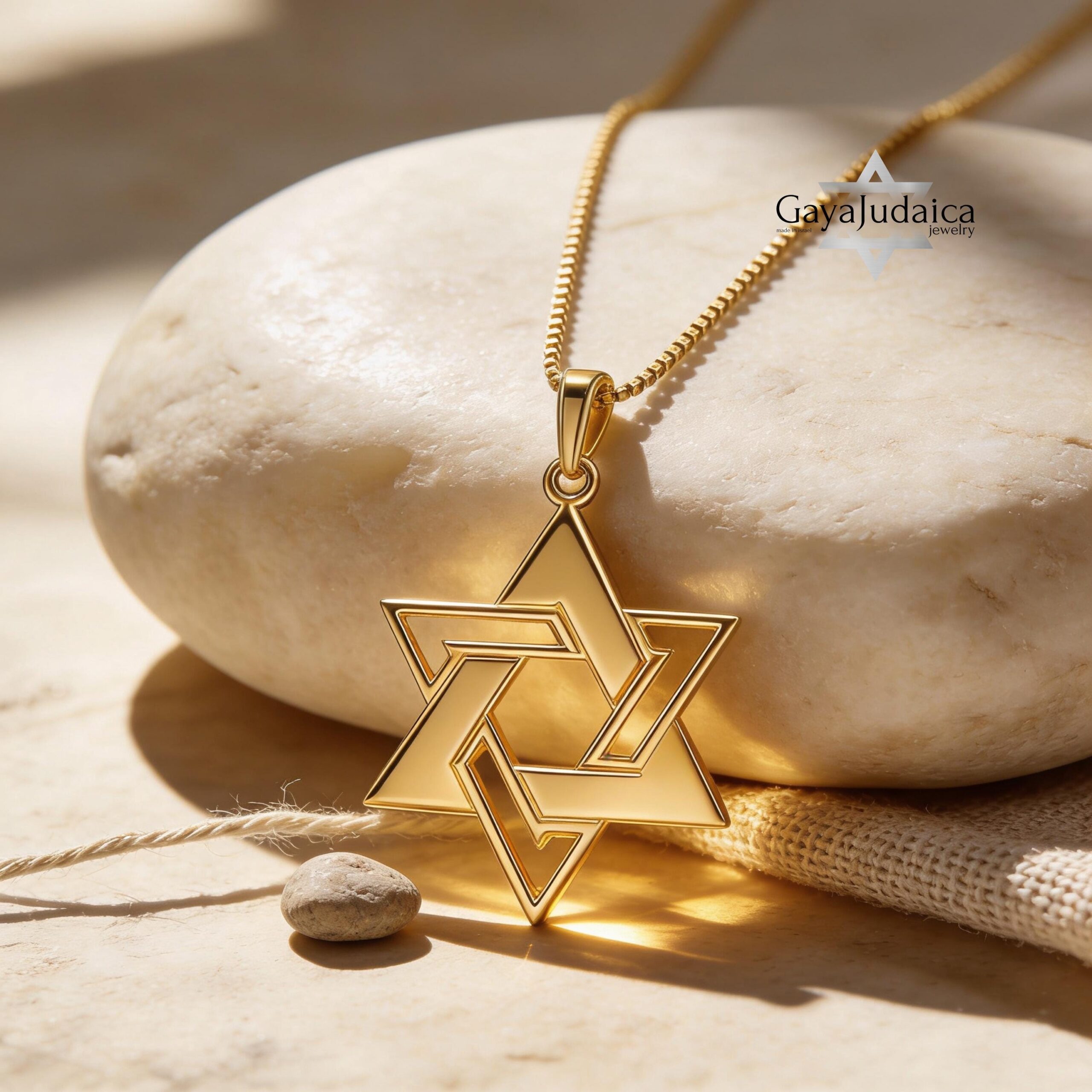 14K Gold Star of David Necklace, Large Magen David Pendant, Jewish Jewelry 14K Gold Star of David Necklace, Large Magen David Pendant, Jewish Jewelry