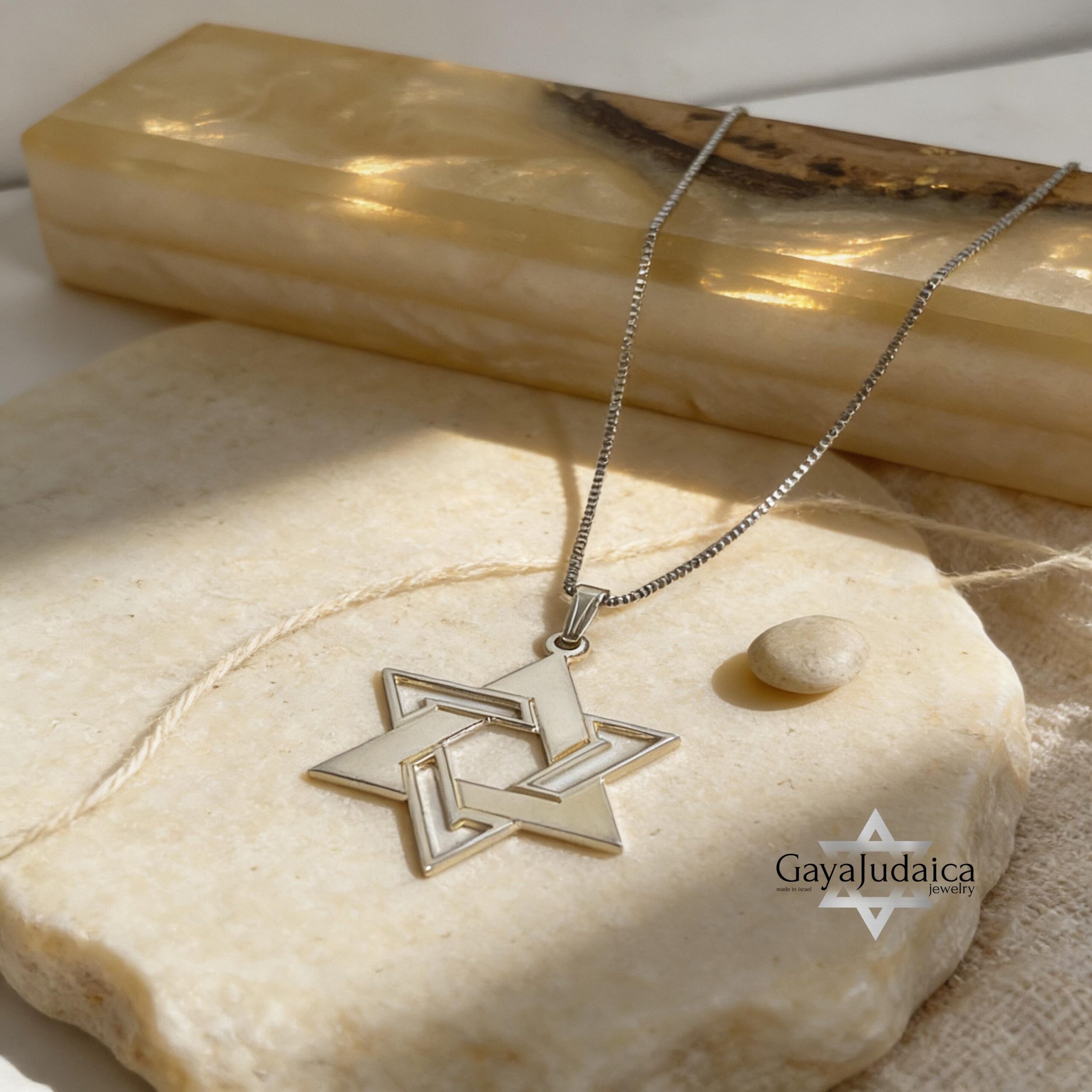14K Gold Star of David Necklace, Large Magen David Pendant, Jewish Jewelry 14K Gold Star of David Necklace, Large Magen David Pendant, Jewish Jewelry
