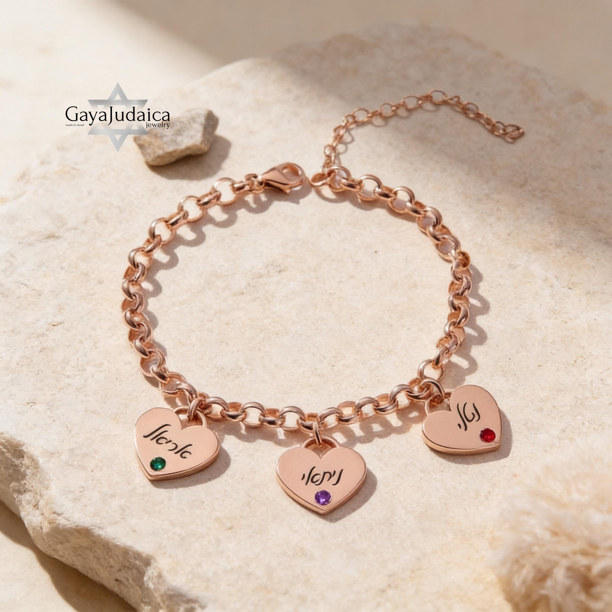 Custom Mom Bracelet, Engraved Kids' Names Heart with Birthstones Custom Mom Bracelet, Engraved Kids' Names Heart with Birthstones